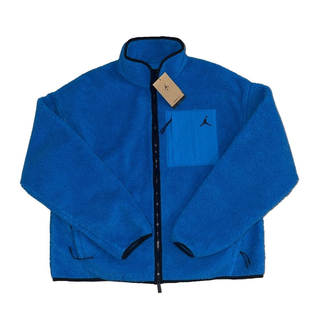 Air Jordan Flight High-Pile Shearling Sherpa Jacket $130 Size Blue HV0778-406